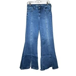American Eagle Pants Women’s Size 30 Blue Festival Flare Front Seam Stretch